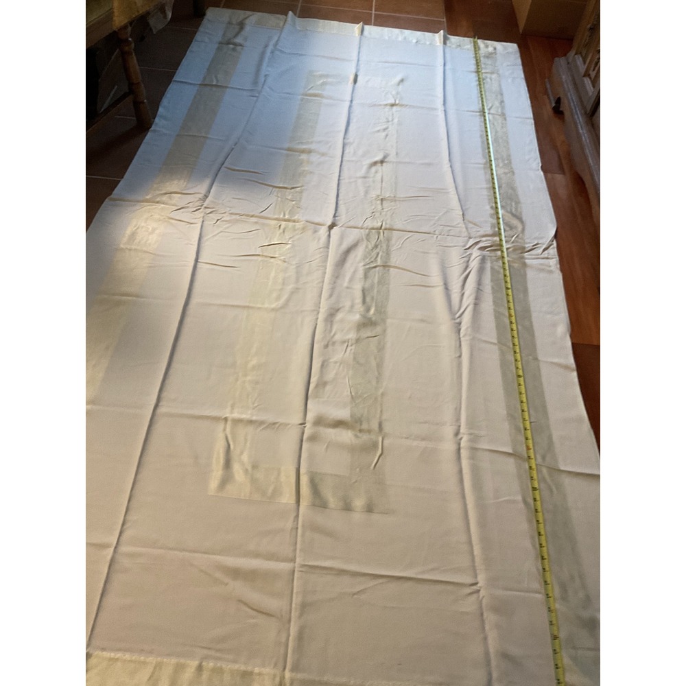Unbranded Linen Tablecloth 54x104 Cream Excellent Satin Stripe Window